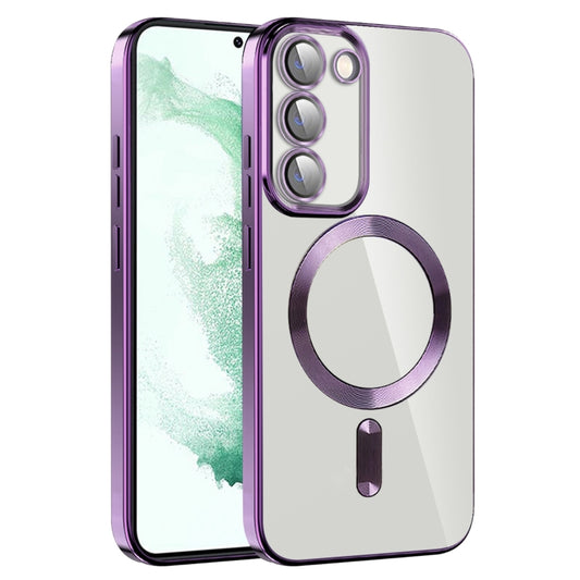 For Samsung Galaxy S22+ 5G CD Texture Plating TPU MagSafe Phone Case with Lens Film(Dark Purple) - Galaxy S22+ 5G Cases by PMC Jewellery | Online Shopping South Africa | PMC Jewellery | Buy Now Pay Later Mobicred