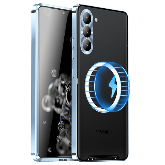 For Samsung Galaxy S24+ 5G MagSafe Magnetic Frosted Metal Phone Case(Blue) - Galaxy S24+ 5G Cases by PMC Jewellery | Online Shopping South Africa | PMC Jewellery