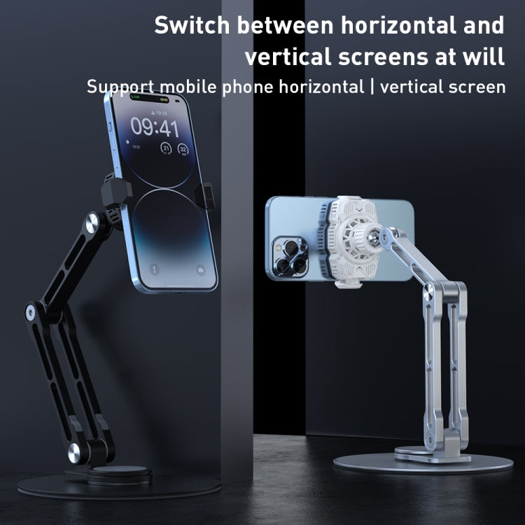 R-JUST HZ43 Cooling Rotating Live Phone Holder(Black) - Desktop Holder by R-JUST | Online Shopping South Africa | PMC TechLife | Buy Now Pay Later Mobicred