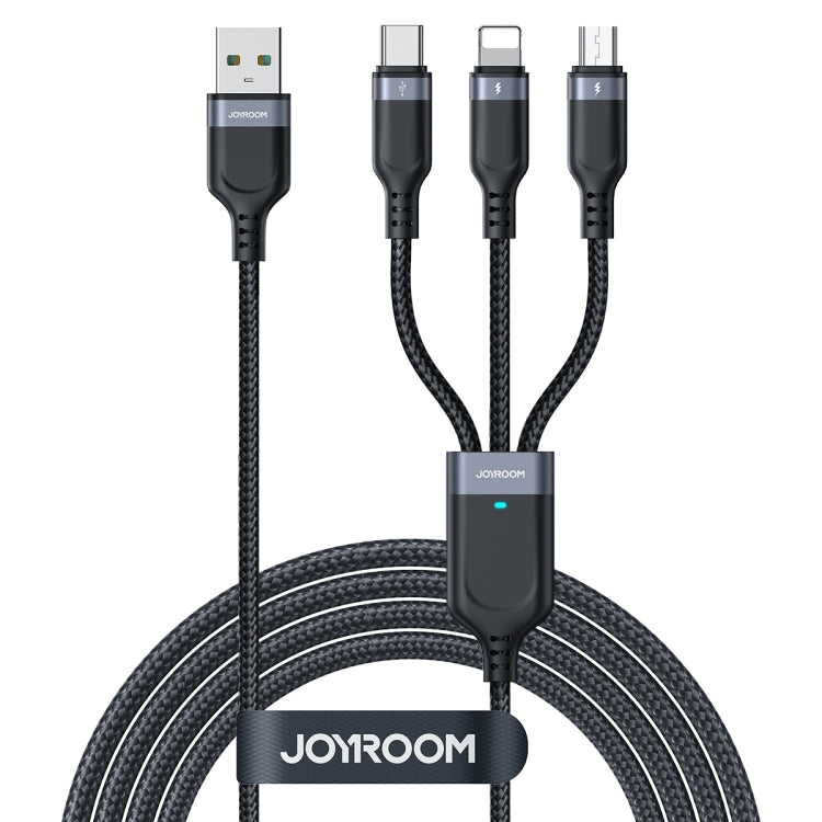 JOYROOM A18 3.5A USB to 8 Pin+USB-C/Type-C+Micro USB 3 in 1 Data Cable, Length:0.3m(Black) - Multifunction Cable by JOYROOM | Online Shopping South Africa | PMC TechLife