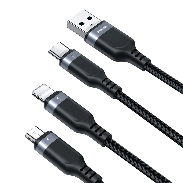 JOYROOM A18 3.5A USB to 8 Pin+USB-C/Type-C+Micro USB 3 in 1 Data Cable, Length:0.3m(Black) - Multifunction Cable by JOYROOM | Online Shopping South Africa | PMC TechLife