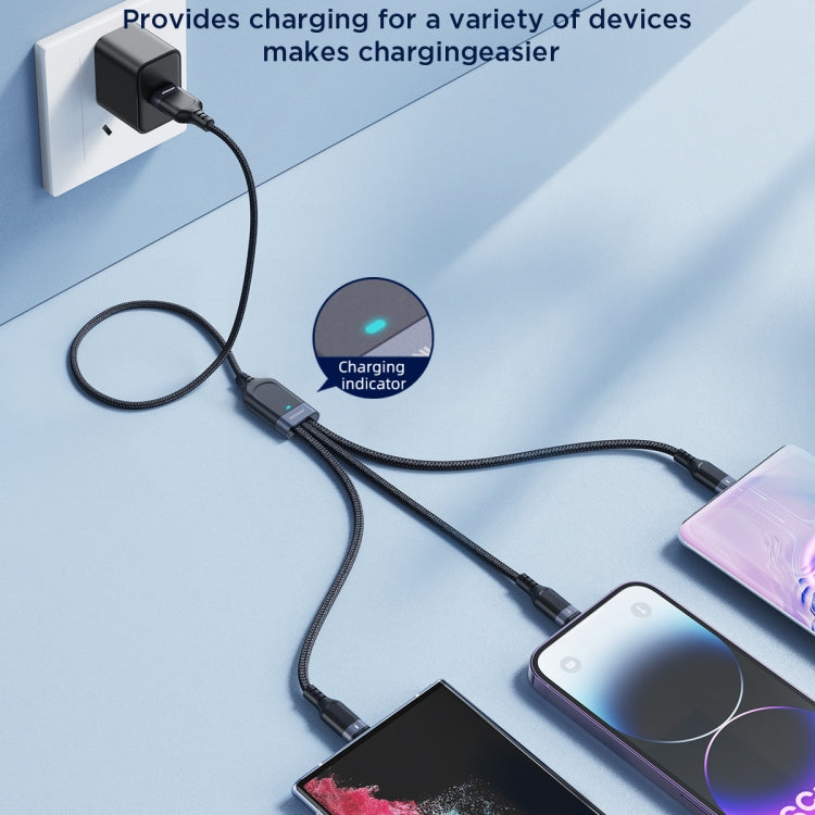 JOYROOM A18 3.5A USB to 8 Pin+USB-C/Type-C+Micro USB 3 in 1 Data Cable, Length:0.3m(Black) - Multifunction Cable by JOYROOM | Online Shopping South Africa | PMC TechLife