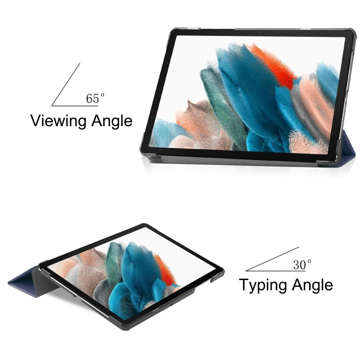 For Samsung Galaxy Tab A9 Custer Pure Color 3-Fold Holder Leather Tablet Case(Dark Blue) - free shipping - PMC TechLife - Order now!