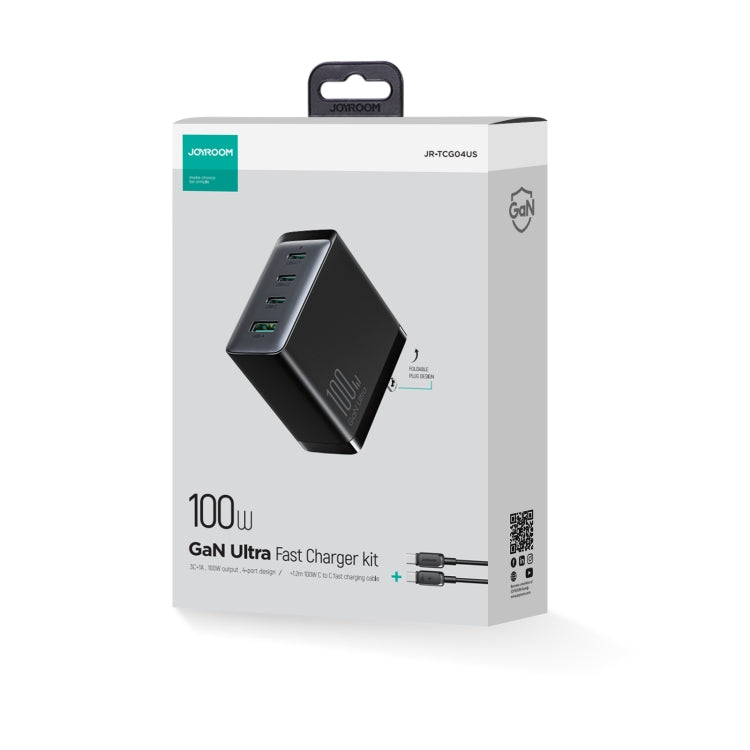 JOYROOM JR-TCG04 100W USB+3 x Type-C GaN Multi-port Charger Set, Specification:US Plug(Black) - free shipping - PMC TechLife - Order now!