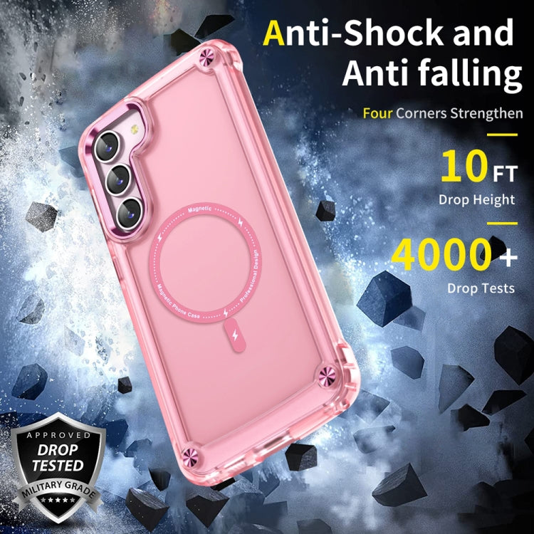 For Samsung Galaxy S23 5G Skin Feel TPU + PC MagSafe Magnetic Phone Case(Transparent Pink) - Galaxy S23 5G Cases by PMC Jewellery | Online Shopping South Africa | PMC Jewellery