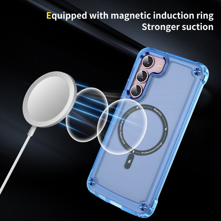 For Samsung Galaxy S22+ 5G Skin Feel TPU + PC MagSafe Magnetic Phone Case(Transparent Blue) - Galaxy S22+ 5G Cases by PMC Jewellery | Online Shopping South Africa | PMC Jewellery