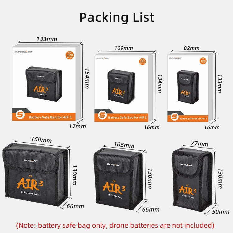 For DJI Air 3 Sunnylife Battery Explosion-proof Safe Bag Protective Li-Po Safe Bag For 2pcs Batteries - Carry Cases & Bags by Sunnylife | Online Shopping South Africa | PMC Jewellery | Buy Now Pay Later Mobicred