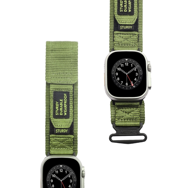 For Apple Watch Series 9 41mm AW Nylon Two-Section Watch Band(Army Green) - Watch Bands by PMC TechLife | Online Shopping South Africa | PMC TechLife
