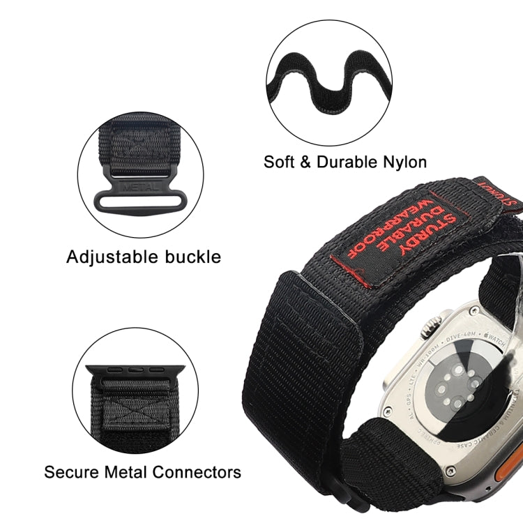 For Apple Watch Series 9 41mm AW Nylon Two-Section Watch Band(Black) - Watch Bands by PMC TechLife | Online Shopping South Africa | PMC TechLife