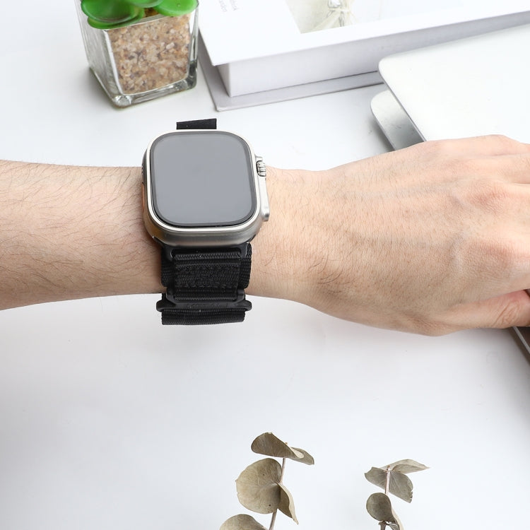 For Apple Watch Series 9 41mm AW Nylon Two-Section Watch Band(Black) - Watch Bands by PMC TechLife | Online Shopping South Africa | PMC TechLife