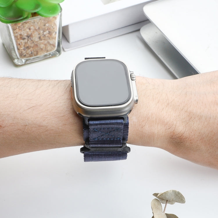 For Apple Watch SE 2023 44mm AW Nylon Two-Section Watch Band(Blue) - Watch Bands by PMC TechLife | Online Shopping South Africa | PMC TechLife
