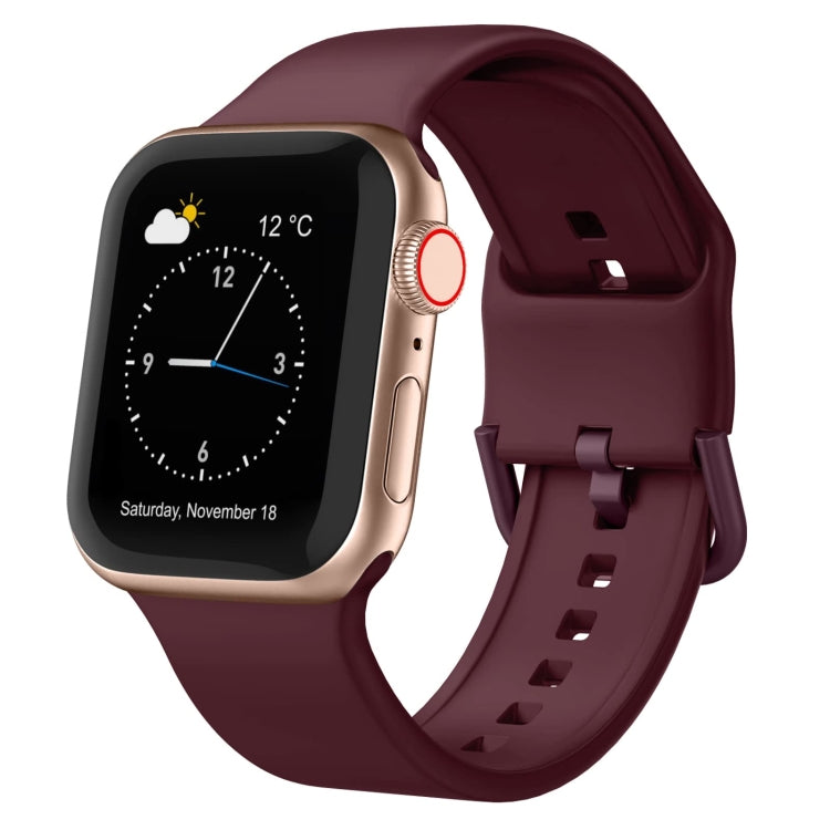For Apple Watch 7 41mm Pin Buckle Silicone Watch Band(Wine Red) - Watch Bands by PMC TechLife | Online Shopping South Africa | PMC TechLife