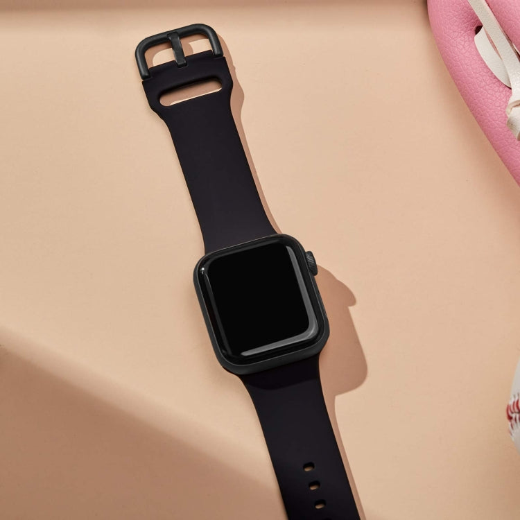 For Apple Watch 7 45mm Pin Buckle Silicone Watch Band(Black) - Watch Bands by PMC TechLife | Online Shopping South Africa | PMC TechLife