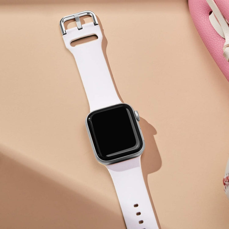 For Apple Watch 6 40mm Pin Buckle Silicone Watch Band(White) - Watch Bands by PMC TechLife | Online Shopping South Africa | PMC TechLife