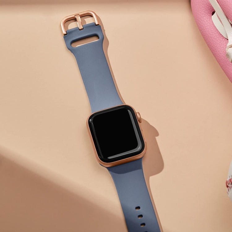 For Apple Watch 3 42mm Pin Buckle Silicone Watch Band(Blue Grey) - Watch Bands by PMC TechLife | Online Shopping South Africa | PMC TechLife