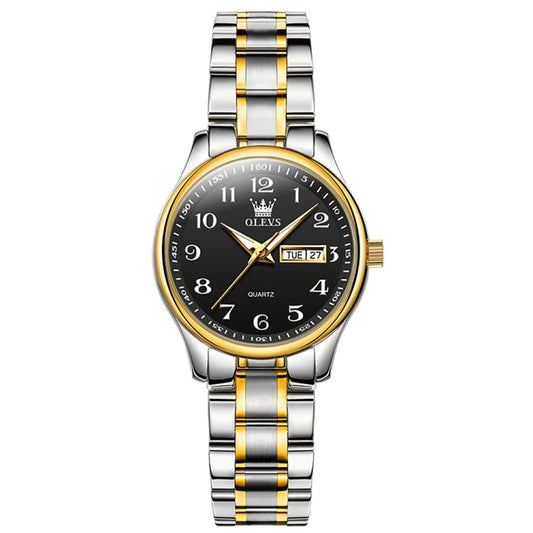 OLEVS 5567 Women Steel Strap Waterproof Quartz Watch(Black) - Metal Strap Watches by OLEVS | Online Shopping South Africa | PMC Jewellery