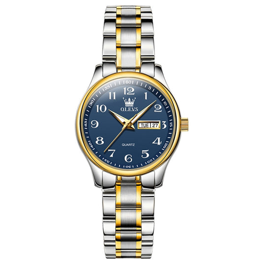 OLEVS 5567 Women Steel Strap Waterproof Quartz Watch(Blue) - Metal Strap Watches by OLEVS | Online Shopping South Africa | PMC Jewellery | Buy Now Pay Later Mobicred