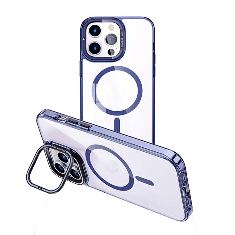 For iPhone 15 Pro Max MagSafe Magnetic Invisible Holder Transparent Phone Case(Blue) - iPhone 15 Pro Max Cases by PMC TechLife | Online Shopping South Africa | PMC TechLife | Buy Now Pay Later Mobicred