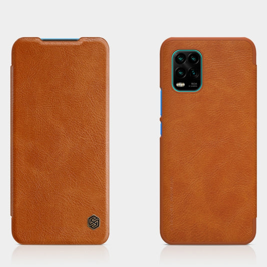 For Xiaomi Mi 10 Lite NILLKIN QIN Series Crazy Horse Texture Horizontal Flip Leather Case with Card Slot(Brown) - Xiaomi Cases by NILLKIN | Online Shopping South Africa | PMC Jewellery