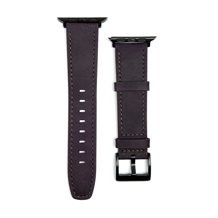For Apple Watch 9 45mm Retro Texture Leather Watch Band(Purple) - Watch Bands by PMC TechLife | Online Shopping South Africa | PMC TechLife