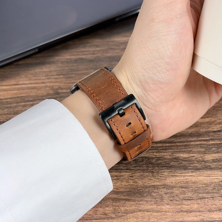 For Apple Watch 9 45mm Retro Texture Leather Watch Band(Purple) - Watch Bands by PMC TechLife | Online Shopping South Africa | PMC TechLife