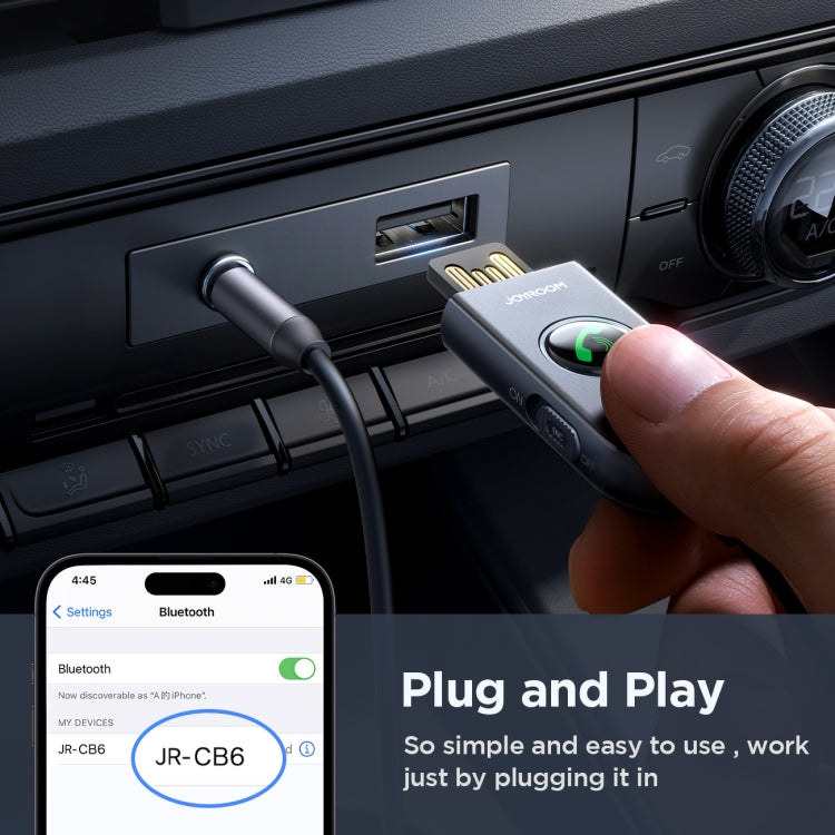 JOYROOM JR-CB6 Car-B Series Car Bluetooth 5.3 Wireless Receiver AUX Adapter(Dark Gray) - Bluetooth Car Kits by JOYROOM | Online Shopping South Africa | PMC Jewellery