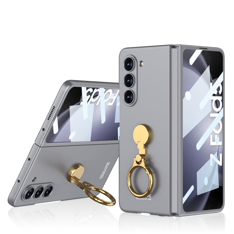 For Samsung Galaxy Z Fold5 GKK Ultra-thin Triaxial Ring Holder PC Phone Case(Grey) - Galaxy Z Fold5 Cases by GKK | Online Shopping South Africa | PMC TechLife | Buy Now Pay Later Mobicred