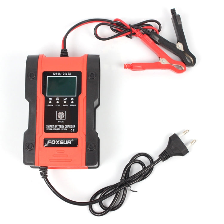 FOXSUR 12V-24V Car Motorcycle Repair Battery Charger AGM Charger Color:Red(EU Plug) - Battery Charger by FOXSUR | Online Shopping South Africa | PMC Jewellery | Buy Now Pay Later Mobicred