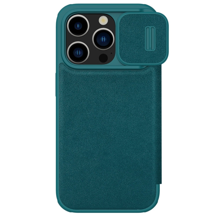 For iPhone 15 Pro NILLKIN QIN Series Pro Plain Leather Phone Case(Green) - iPhone 15 Pro Cases by NILLKIN | Online Shopping South Africa | PMC Jewellery