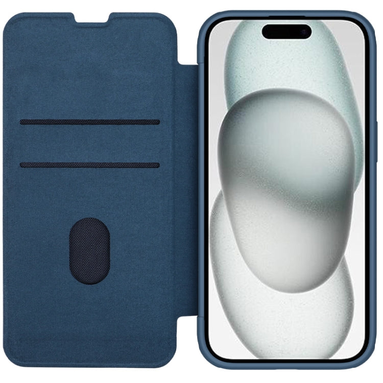 For iPhone 15 NILLKIN QIN Series Pro Fabric Textured Leather Phone Case(Blue) - iPhone 15 Pro Max Cases by NILLKIN | Online Shopping South Africa | PMC Jewellery