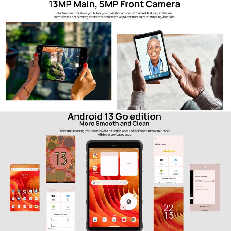 Ulefone Armor Pad Lite Rugged Tablet PC, 3GB+32GB, 8.0 inch Android 13 MediaTek MT8766 Quad Core(Black) - Other by Ulefone | Online Shopping South Africa | PMC Jewellery | Buy Now Pay Later Mobicred