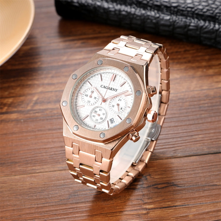 CAGARNY 6835 Men Simple Quartz Steel Band Watch(Rose Gold + White) - Metal Strap Watches by CAGARNY | Online Shopping South Africa | PMC Jewellery | Buy Now Pay Later Mobicred