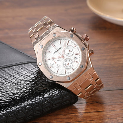 CAGARNY 6835 Men Simple Quartz Steel Band Watch(Rose Gold + White) - Metal Strap Watches by CAGARNY | Online Shopping South Africa | PMC Jewellery | Buy Now Pay Later Mobicred