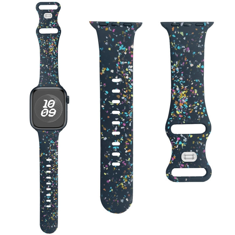 For Apple Watch Serie 5 40mm Floral Silicone Watch Band(Blue) - Watch Bands by PMC TechLife | Online Shopping South Africa | PMC TechLife
