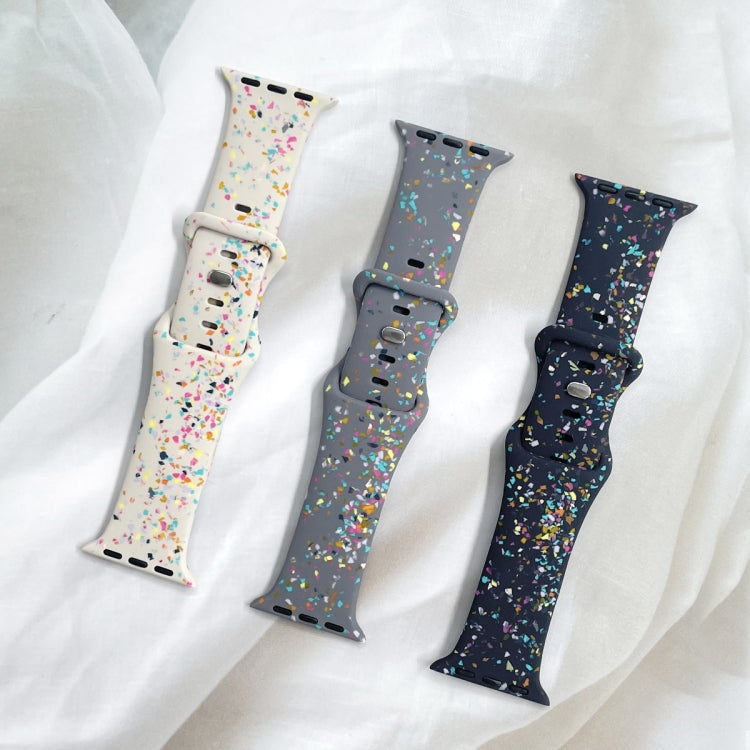 For Apple Watch Serie 9 41mm Floral Silicone Watch Band(Grey) - Watch Bands by PMC TechLife | Online Shopping South Africa | PMC TechLife