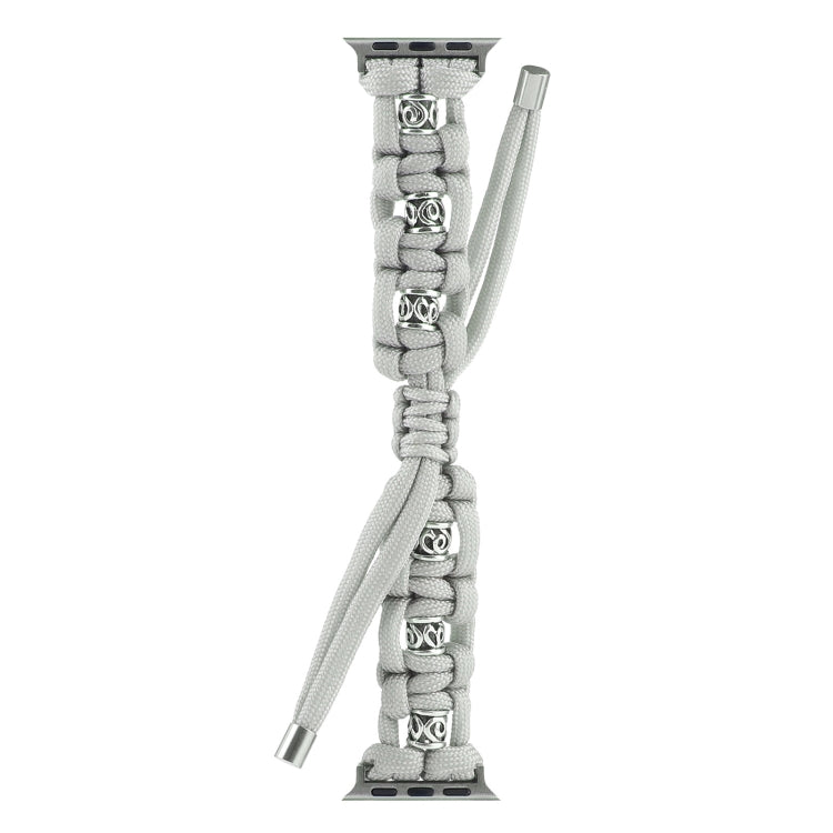 For Apple Watch Series 9 45mm Silk Silver Beads Braided Watch Band(Grey) - Watch Bands by PMC TechLife | Online Shopping South Africa | PMC TechLife
