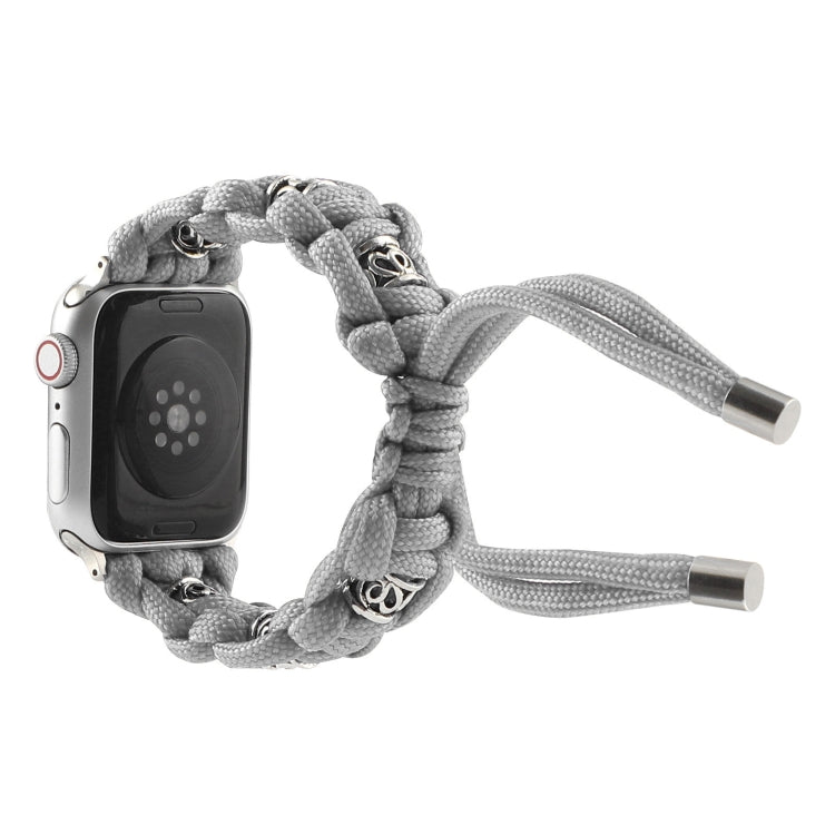 For Apple Watch SE 40mm Silk Silver Beads Braided Watch Band(Grey) - Watch Bands by PMC TechLife | Online Shopping South Africa | PMC TechLife