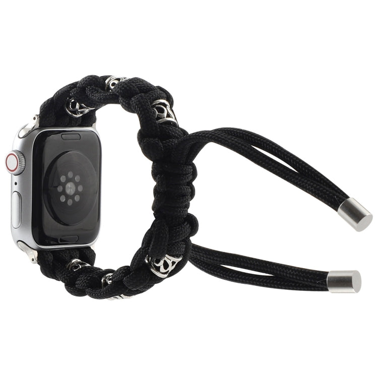 For Apple Watch Series 6 40mm Silk Silver Beads Braided Watch Band(Black) - Watch Bands by PMC TechLife | Online Shopping South Africa | PMC TechLife