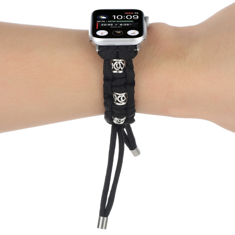 For Apple Watch Series 4 40mm Silk Silver Beads Braided Watch Band(Black) - free shipping - PMC TechLife - Order now!