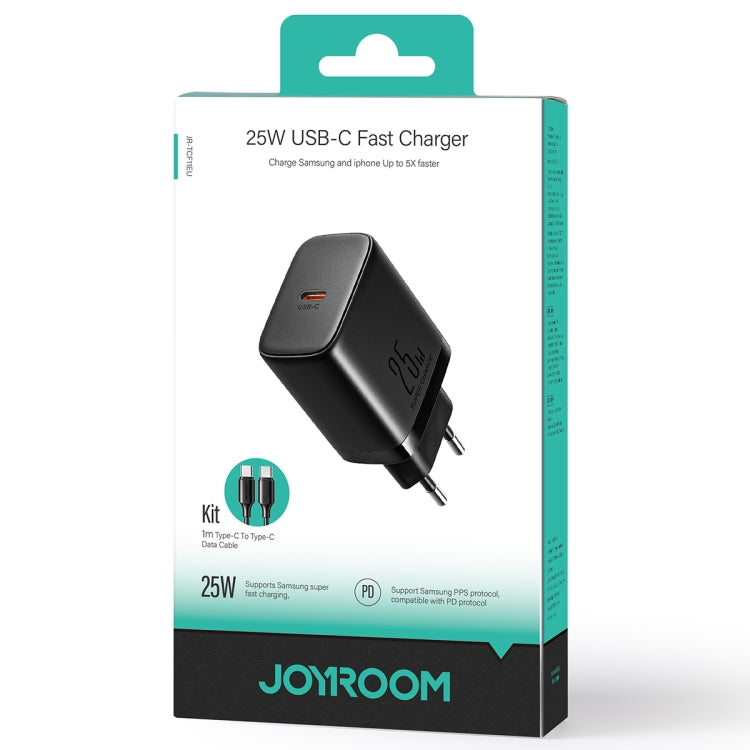 JOYROOM JR-TCF11 25W USB-C / Type-C Port Fast Charger with Cable Set, EU Plug(Black) - USB Charger by JOYROOM | Online Shopping South Africa | PMC Jewellery