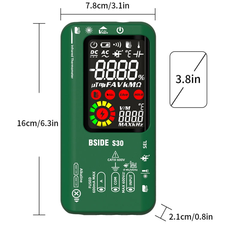 BSIDE S30 Smart Color Screen Infrared Temperature Measurement Multimeter(Black) - Digital Multimeter by BSIDE | Online Shopping South Africa | PMC Jewellery | Buy Now Pay Later Mobicred