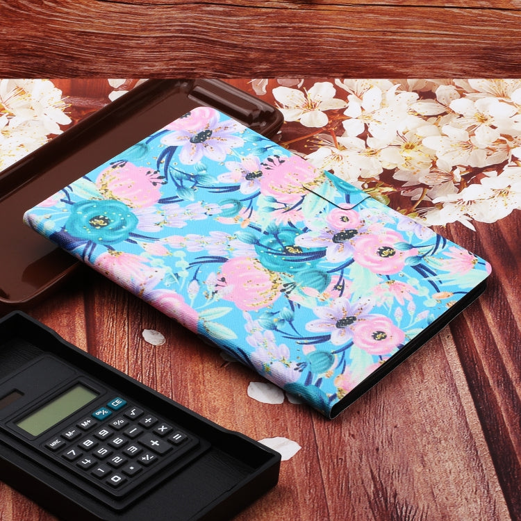For Samsung Galaxy Tab A9 Flower Pattern Horizontal Flip PU Tablet Case with Sleep / Wake-up Function(Pink Flower) - free shipping - PMC TechLife - Order now!