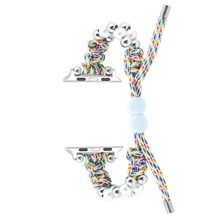 For Apple Watch Series 2 38mm Paracord Row Beads Drawstring Braided Watch Band(Rainbow) - free shipping - PMC TechLife - Order now!