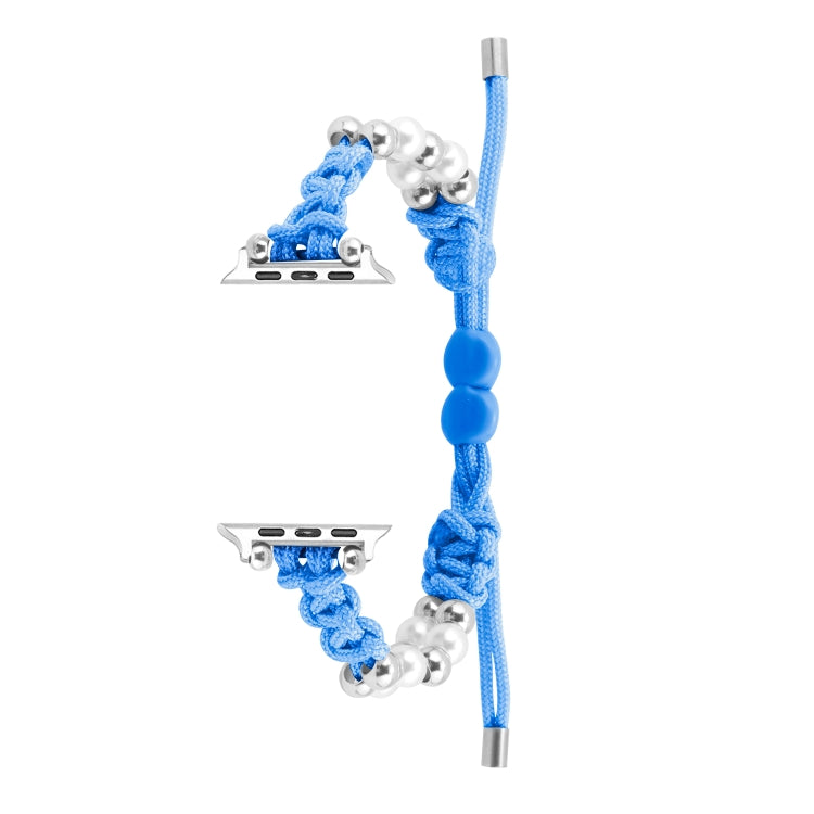 For Apple Watch Series 2 38mm Paracord Row Beads Drawstring Braided Watch Band(Blue) - Watch Bands by PMC TechLife | Online Shopping South Africa | PMC TechLife