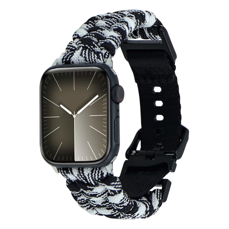 For Apple Watch Series 2 42mm Paracord Plain Braided Webbing Buckle Watch Band(Black White) - free shipping - PMC TechLife - Order now!