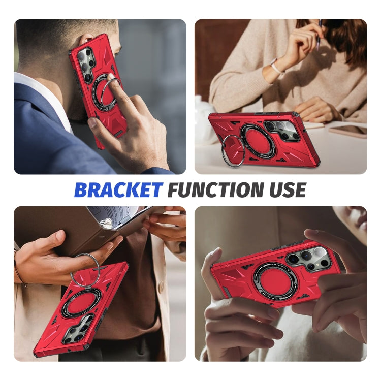 For Samsung Galaxy S23 Ultra 5G MagSafe Magnetic Shockproof Phone Case with Ring Holder(Red) - Galaxy S23 Ultra 5G Cases by PMC TechLife | Online Shopping South Africa | PMC TechLife