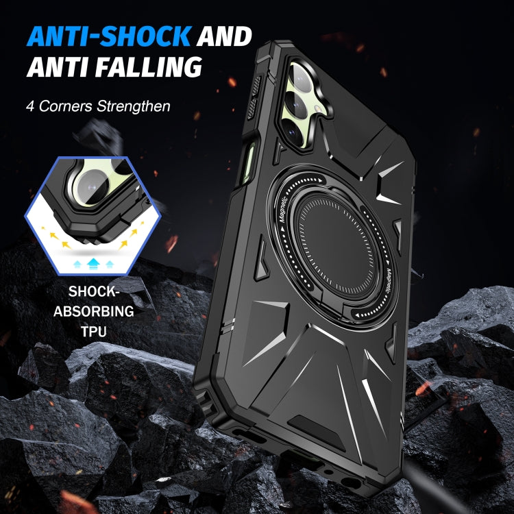 For Samsung Galaxy A14 4G/5G MagSafe Magnetic Shockproof Phone Case with Ring Holder(Black) - Galaxy Phone Cases by PMC TechLife | Online Shopping South Africa | PMC TechLife