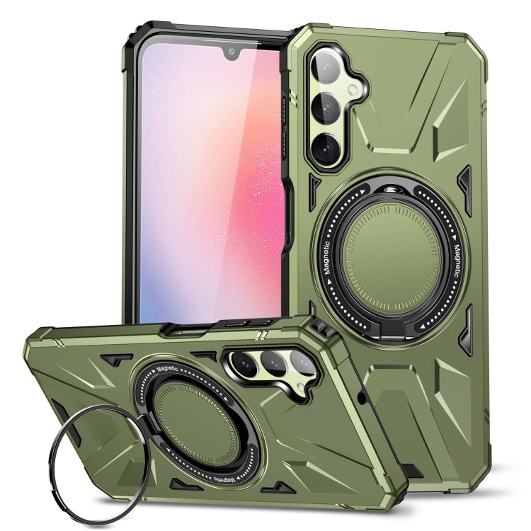 For Samsung Galaxy A54 5G MagSafe Magnetic Shockproof Phone Case with Ring Holder(Dark Green) - Galaxy Phone Cases by PMC Jewellery | Online Shopping South Africa | PMC Jewellery