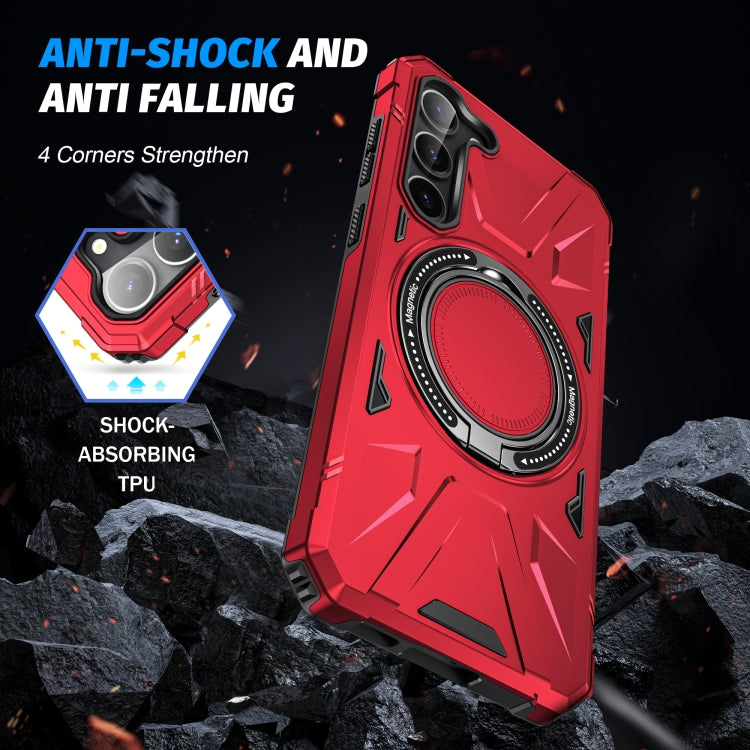 For Samsung Galaxy S24 5G MagSafe Magnetic Shockproof Phone Case with Ring Holder(Red) - Galaxy S24 5G Cases by PMC TechLife | Online Shopping South Africa | PMC TechLife