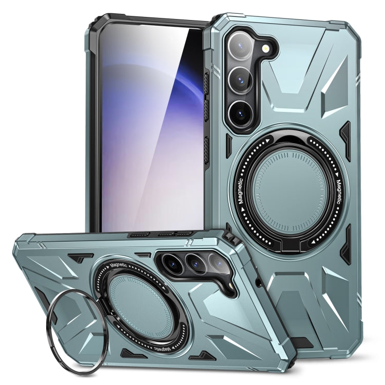 For Samsung Galaxy S24 5G MagSafe Magnetic Shockproof Phone Case with Ring Holder(Green) - Galaxy S24 5G Cases by PMC TechLife | Online Shopping South Africa | PMC TechLife